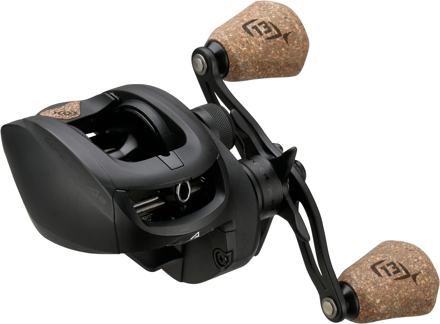 13 FISHING, BRAND, CATEGORY, REELS, 13 FISHING - Concept A2 Baitcast Reel - 5.6:1 Gear Ratio - Left Hand Retrieve (Fresh+Salt) - A2-5.6-LH, Black