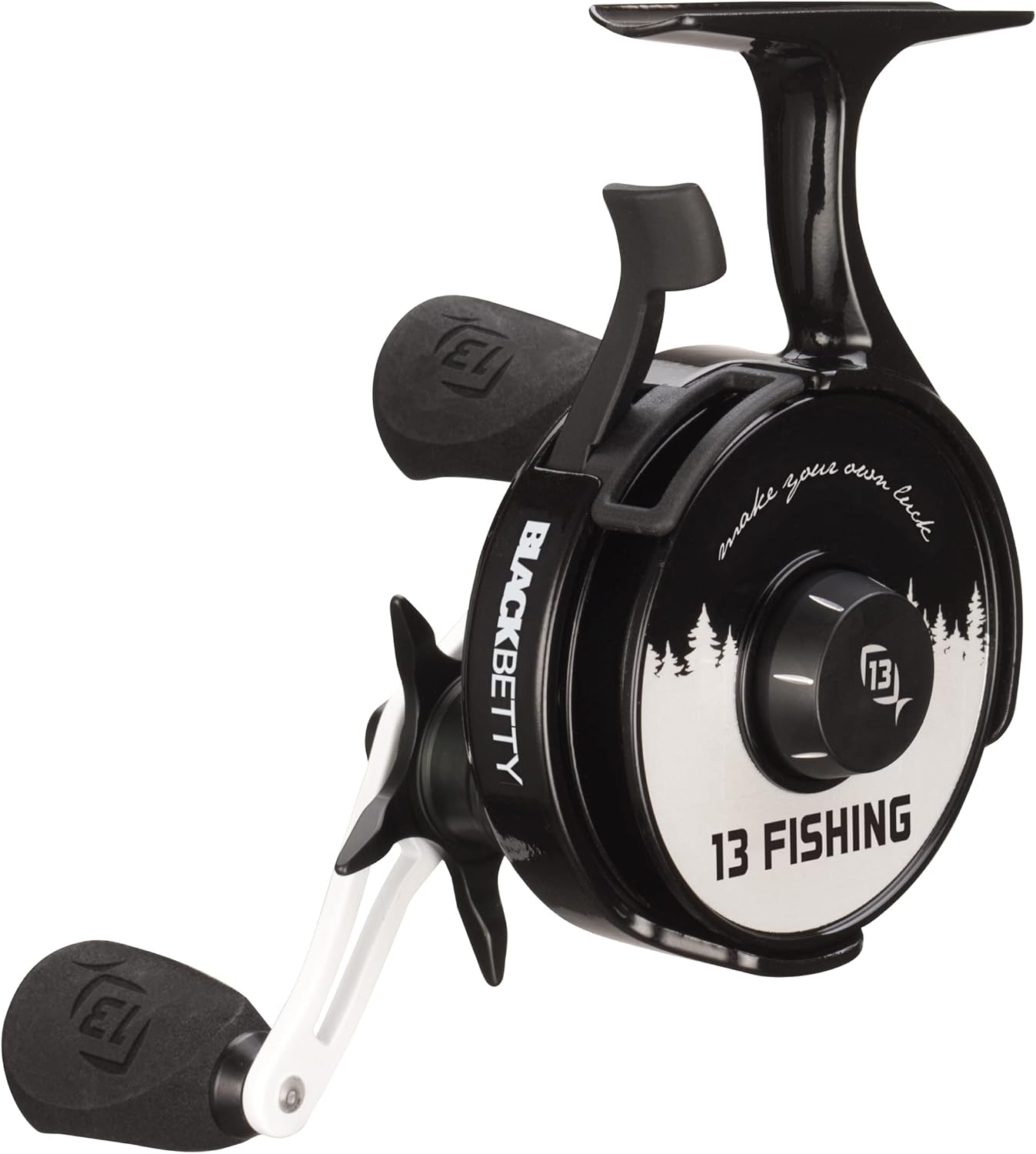 13 FISHING, BRAND, CATEGORY, REELS, 13 FISHING - Freefall Carbon - Northwoods Edition - Inline Ice Fishing Reels - 2.5:1 Gear Ratio