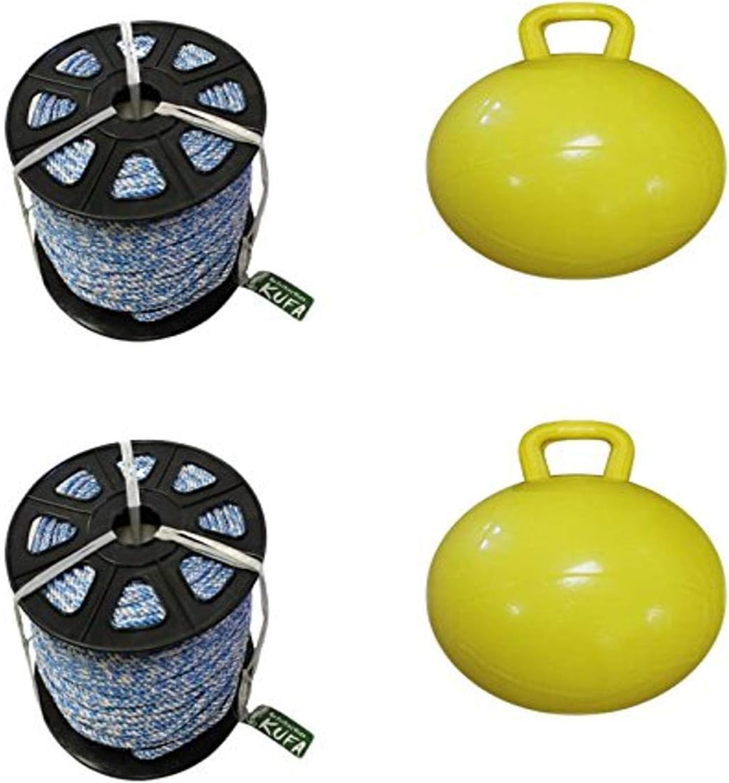 BRAND, CATEGORY, KUFA, LEAD CORE & WIRE LINE, 2-Pack of KUFA Sports Prawn Trap Accessory Combo, 400' Lead Rope, Ø15 Inflatable PVC Float and Vented Bait Jar Combo (LQ4+F15Y+HB5) x2