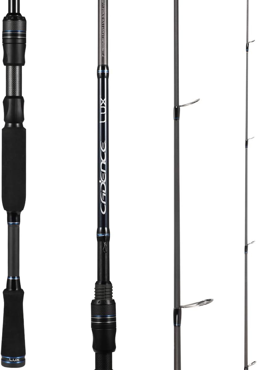 BRAND, CADENCE, CATEGORY, RODS, 2 Piece Cadence Spinning Rod, 6.6-7 Feet Travel Fishing Rod - Both Use in Day Nighttime with 30-Ton Carbon Blank Easy to Use for Various Inland Lake