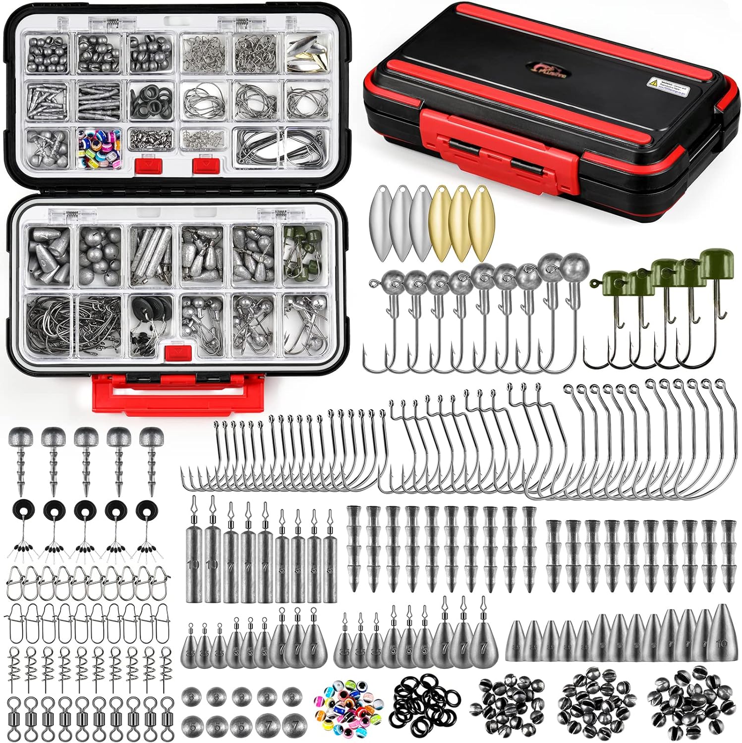 BJFIDOJPIEWWWWGR, BRAND, CATEGORY, HOOKS, 253/387pcs Fishing Accessories Kit, Fishing Tackle Box with Tackle Included, Fishing Hooks, Fishing Weights Sinkers, Spinner Blade, Fishing Gear for Bass, Bluegill, Crappie, Fishing (38