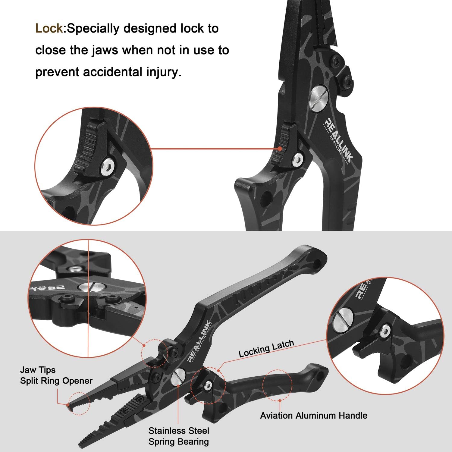 BRAND, CATEGORY, REALLINK REALLINK, TOOL SETS, Aluminum Fishing Pliers Hook Remover Tool Kits and Accessories 8 in 1 Combo, Fishing Quick Nail Knot Tying Tools, Stainless Split Ring Forceps and Pliers for Salmon and trout Gears Assortment