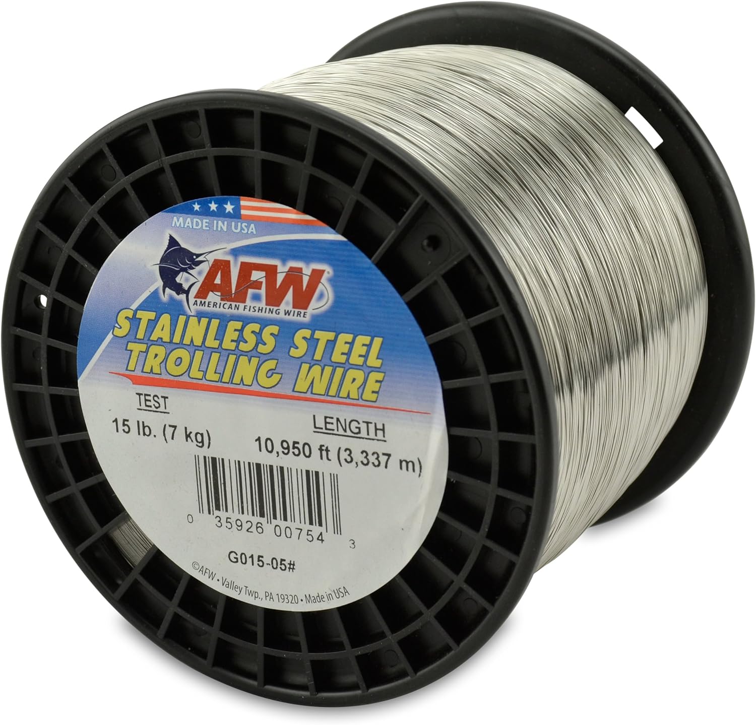 AFW, BRAND, CATEGORY, LEAD CORE & WIRE LINE, American Fishing Wire Stainless Steel Trolling Wire, 15-Pound Test/0.33mm Dia/3337m