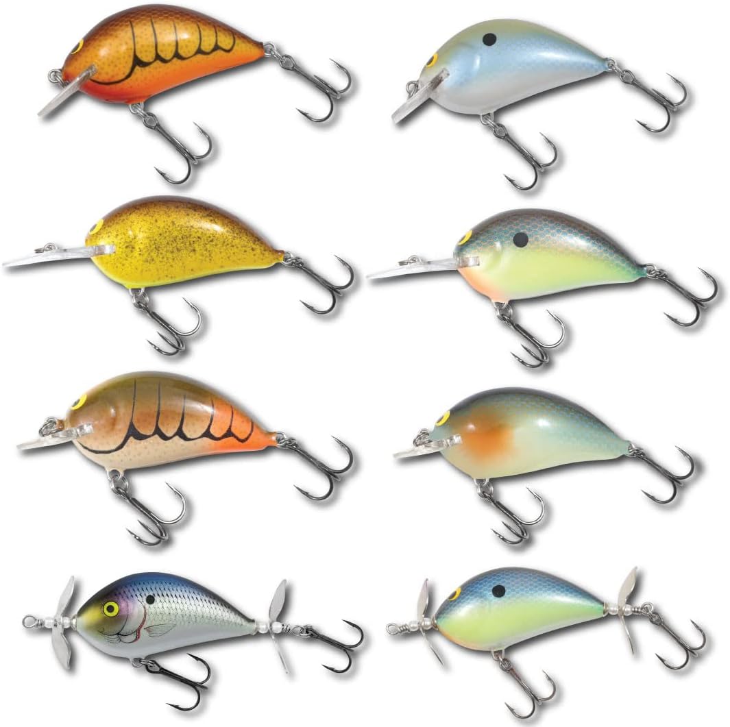 BAGLEY, BRAND, CATEGORY, TOPWATER LURES, Bagley Sunny B Crankbait Sampler - 8 Topwater & Squarebill Fishing Lures per Kit - Assorted Styles for Bass Fishing