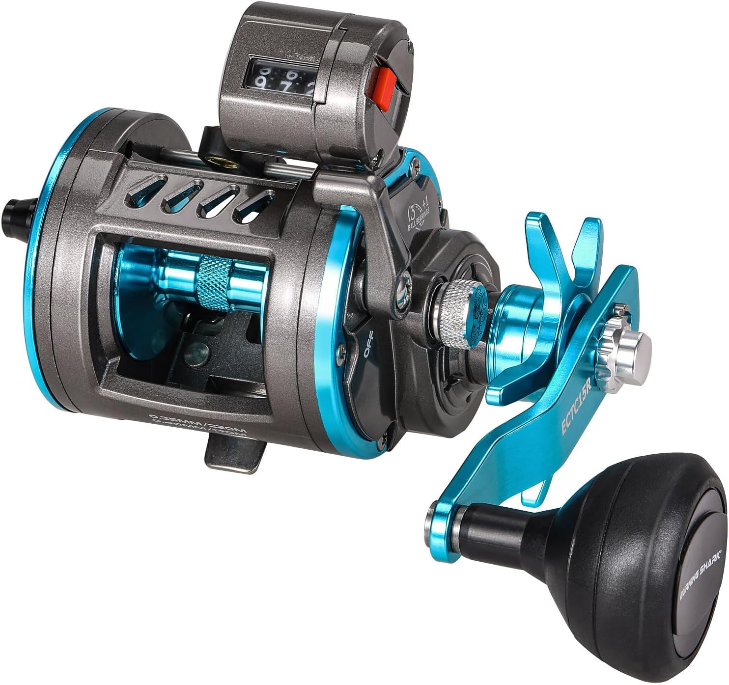 BRAND, BURNING SHARK, CATEGORY, REELS, Baitcasting Fishing Reel, Smooth Powerful Round Baitcaster Reel, Saltwater Inshore Surf Trolling Reel, Conventional Reel for Catfish, Musky, Bass, Pike