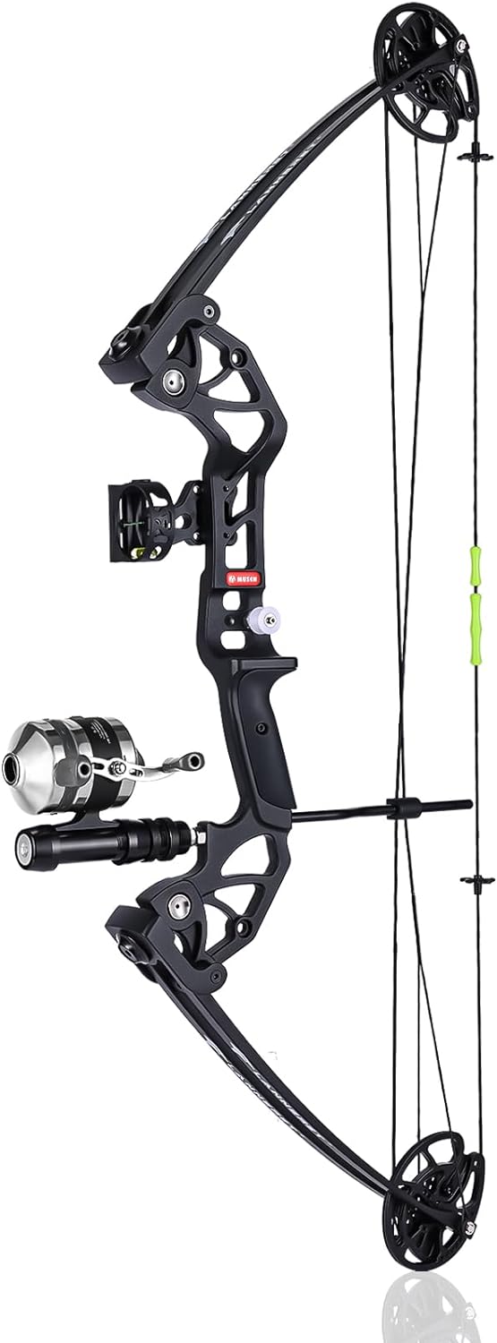 BRAND, CATEGORY, COMPOUND BOWS, MOTION ZEUS, Bowfishing Bow Kit with 3 Arrows 15-45 LBS Draw Length 18"-29.5", Fishing Reel Hunting Shooting Fish for Compound Bow Right Hand,Fully Adjustable