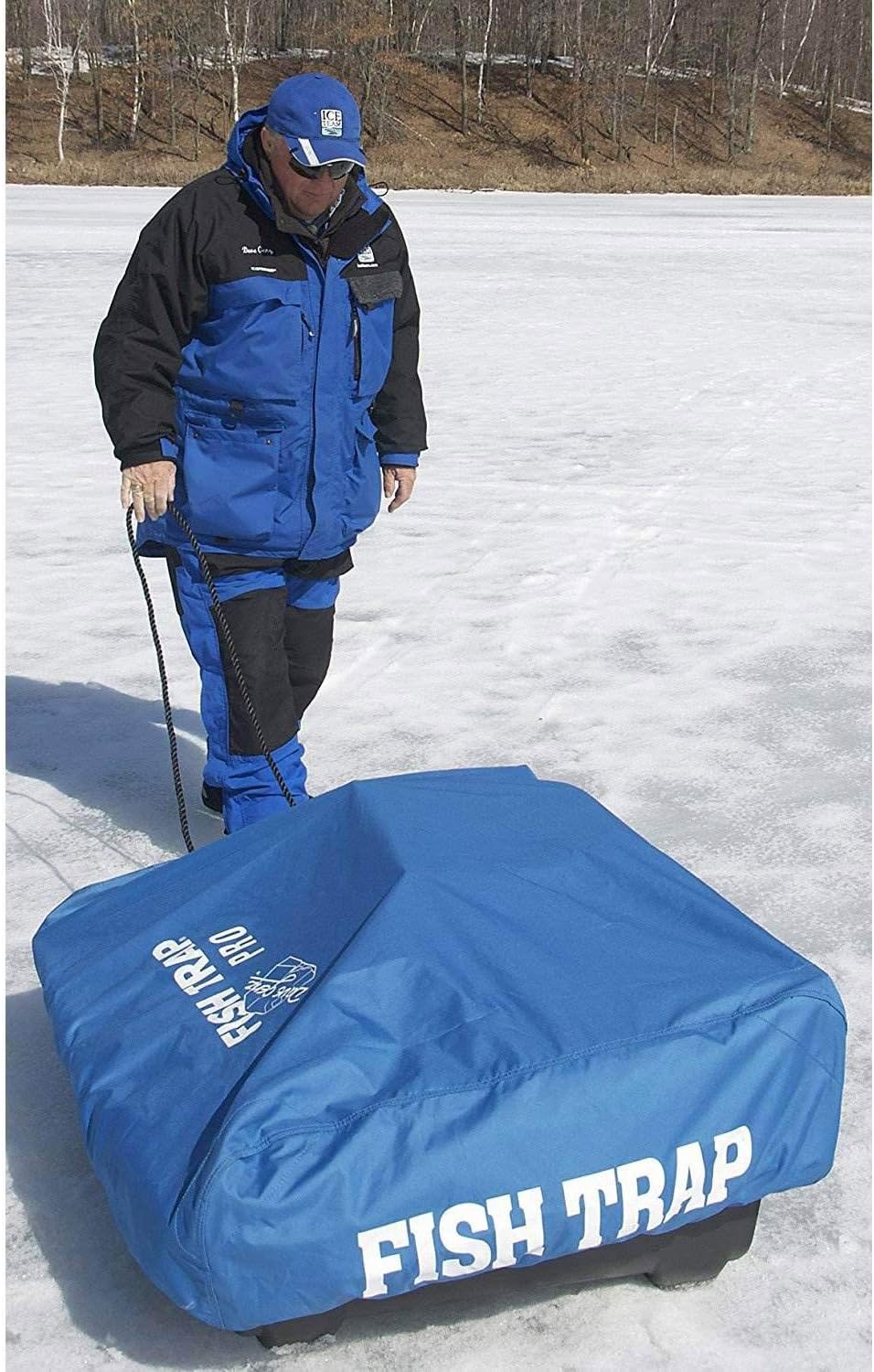 BRAND, CATEGORY, CLAM, SHELTERS, CLAM 8820 Outdoor Portable Fish Trap Ice Fishing Travel Cover with Pockets for Shelter Models Pro, Legend, and Legend XL, Cover Only, Blue