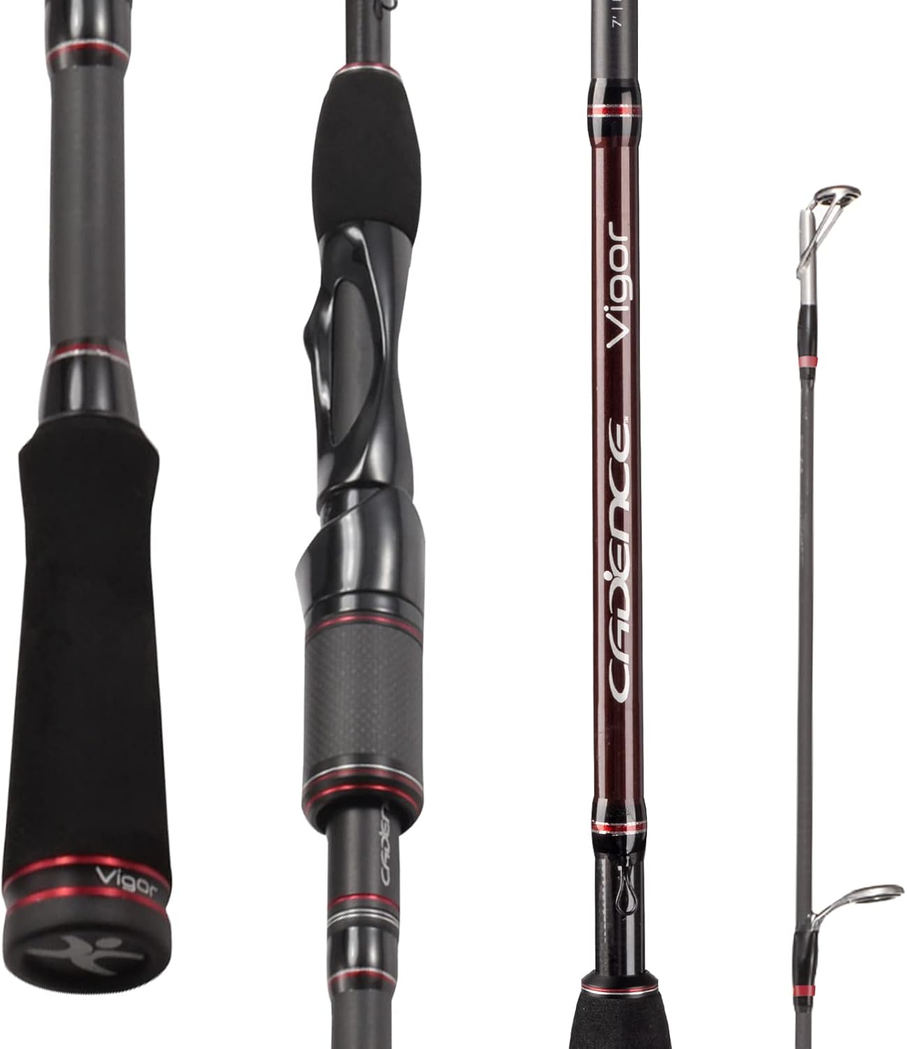 BRAND, CADENCE, CATEGORY, RODS, Cadence Vigor Spinning Rod, 30-Ton Carbon Blank, Fuji Reel Seat, Durable Stainless-Steel Guides, 2-Piece Rod with Convenience & Performance, Multiple Actions Available