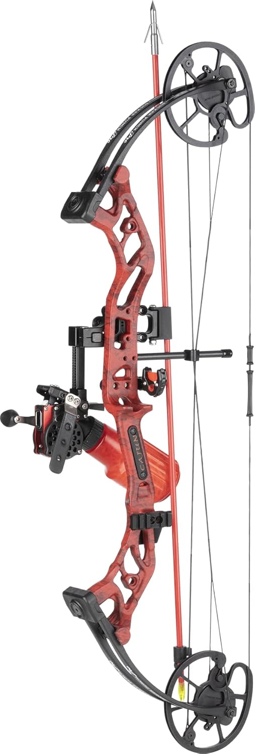 BRAND, CAJUN BOWFISHING, CATEGORY, COMPOUND BOWS, Cajun Bowfishing Sucker Punch Pro Bowfishing Bow, Left Hand, Red