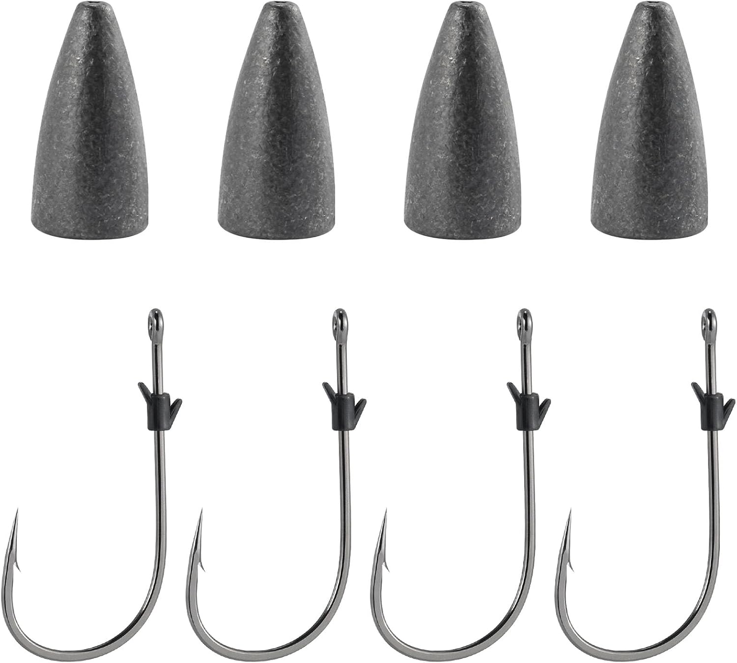 BRAND, CATEGORY, DR.FISH, SINKERS & WEIGHTS, Dr.Fish 50 Pack Bullet Fishing Sinkers 3/4oz with 20 Pack Flipping Hooks #4/0