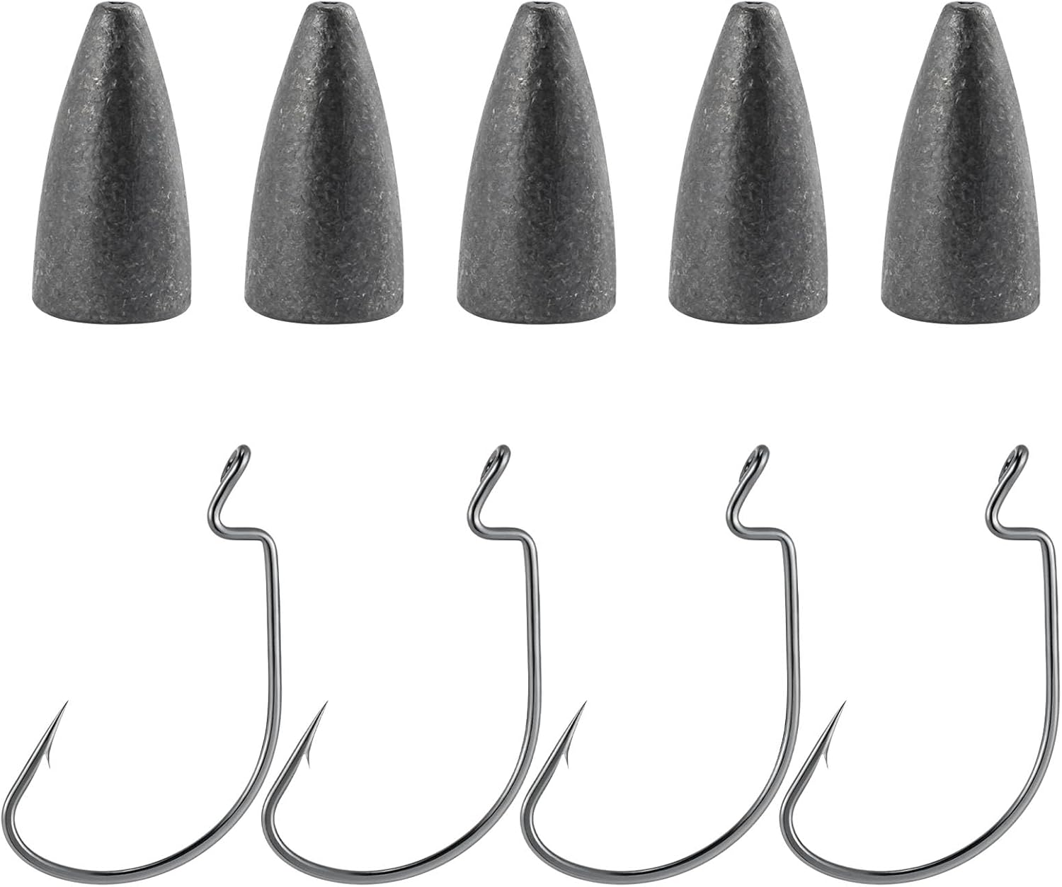 BRAND, CATEGORY, DR.FISH, HOOKS, Dr.Fish 50 Pack Fishing Worm Weights 1/2oz with 100 Pack #4/0 EWG Worm Hooks