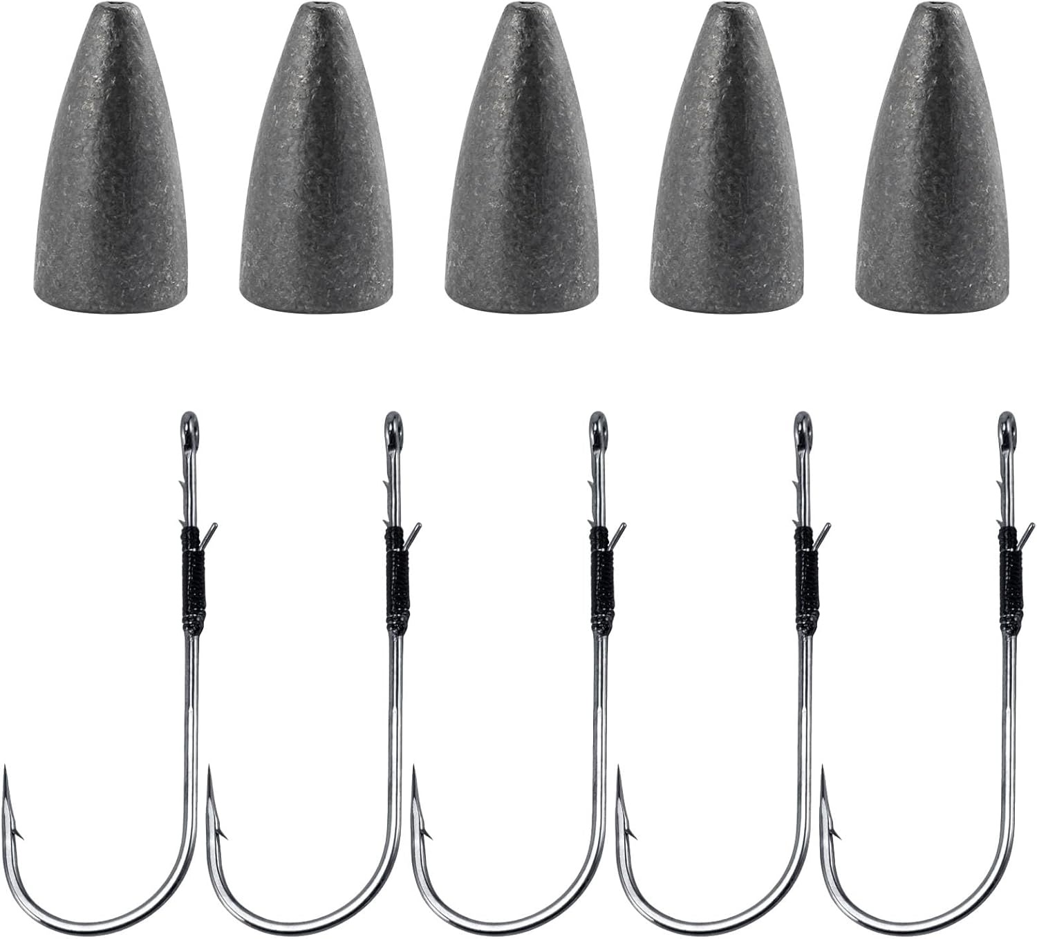 BRAND, CATEGORY, DR.FISH, SINKERS & WEIGHTS, Dr.Fish 30 Pack Bullet Fishing Sinker 2oz with 30 Pack #4/0 Heavy Cover Hooks