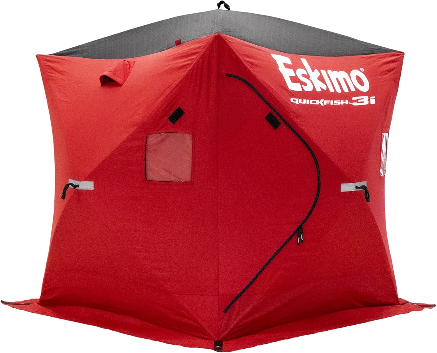 BRAND, CATEGORY, ESKIMO, SHELTERS, Eskimo 69445 Quickfish 3i Insulated Pop-Up Portable Hub-Style Ice Fishing Shelter, 34 Square Feet of Fishable Area, 3 Person Shelter, Red