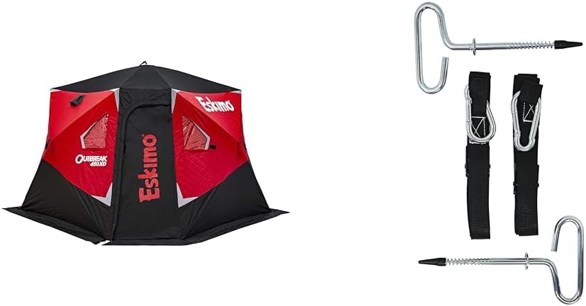 BRAND, CATEGORY, ESKIMO, SHELTERS, Eskimo 32150 Outbreak 450 Pop-Up Hub-Style Ice Fishing Shelter, Oversized Extra Large Door, 75 Square Feet of Fishable Area, Extra Tall