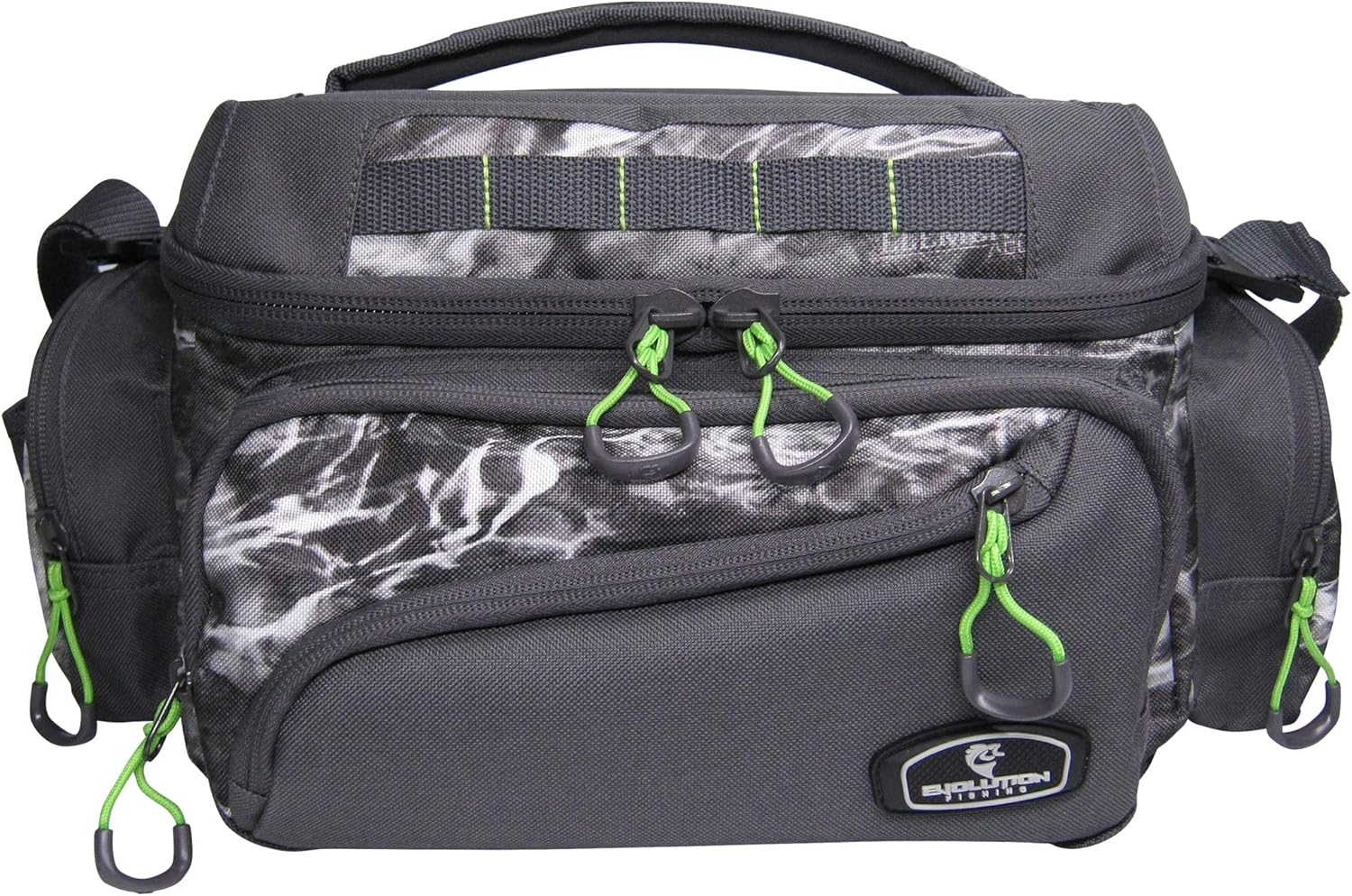 BRAND, CATEGORY, EVOLUTION OUTDOOR, TACKLE STORAGE BAGS & WRAPS, Evolution Outdoor Large Mouth Mossy Oak Tackle Bag Manta Grey Camo Evolution Fishing