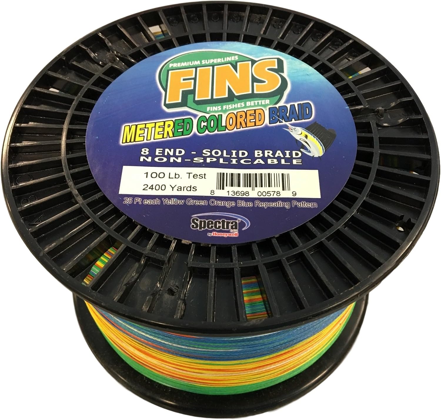 BRAIDED LINE, BRAND, CATEGORY, FINS, Fins Spectra 2400-Yards Multi Colored Metered Fishing Line