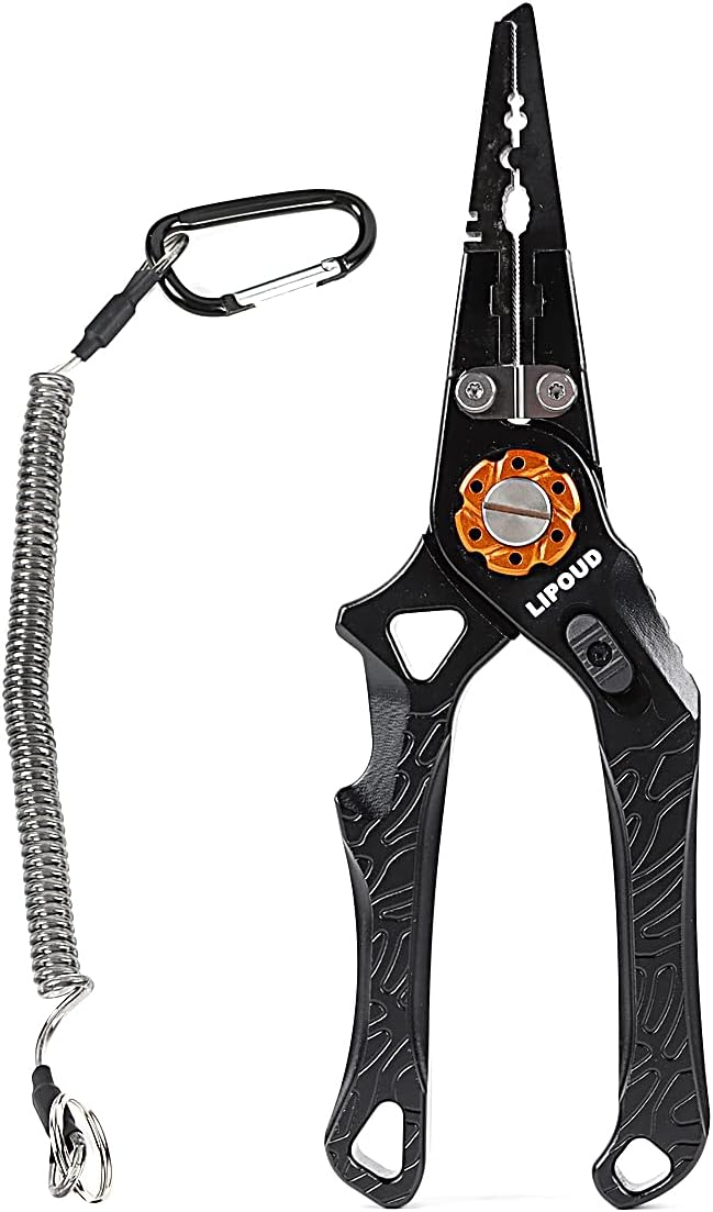 BRAND, CATEGORY, LIPOUD, PLIERS & HOOK REMOVERS, Fishing Pliers Saltwater Hook Remover Fishing Tools Split Ring Pliers Multitool Fish Pliers with Lanyard and Sheath