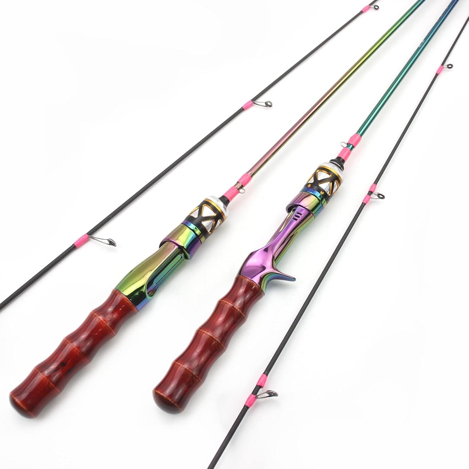 BRAND, CATEGORY, MOOWI, RODS, Fishing Rod 1.68m Carbon Ul Spinning Rod Slow Soft Wooden Handle Casting Rods Ultra Light Lure Fishing Rod Solid 2 Tips Colorful Trout Rod Fishing Pole