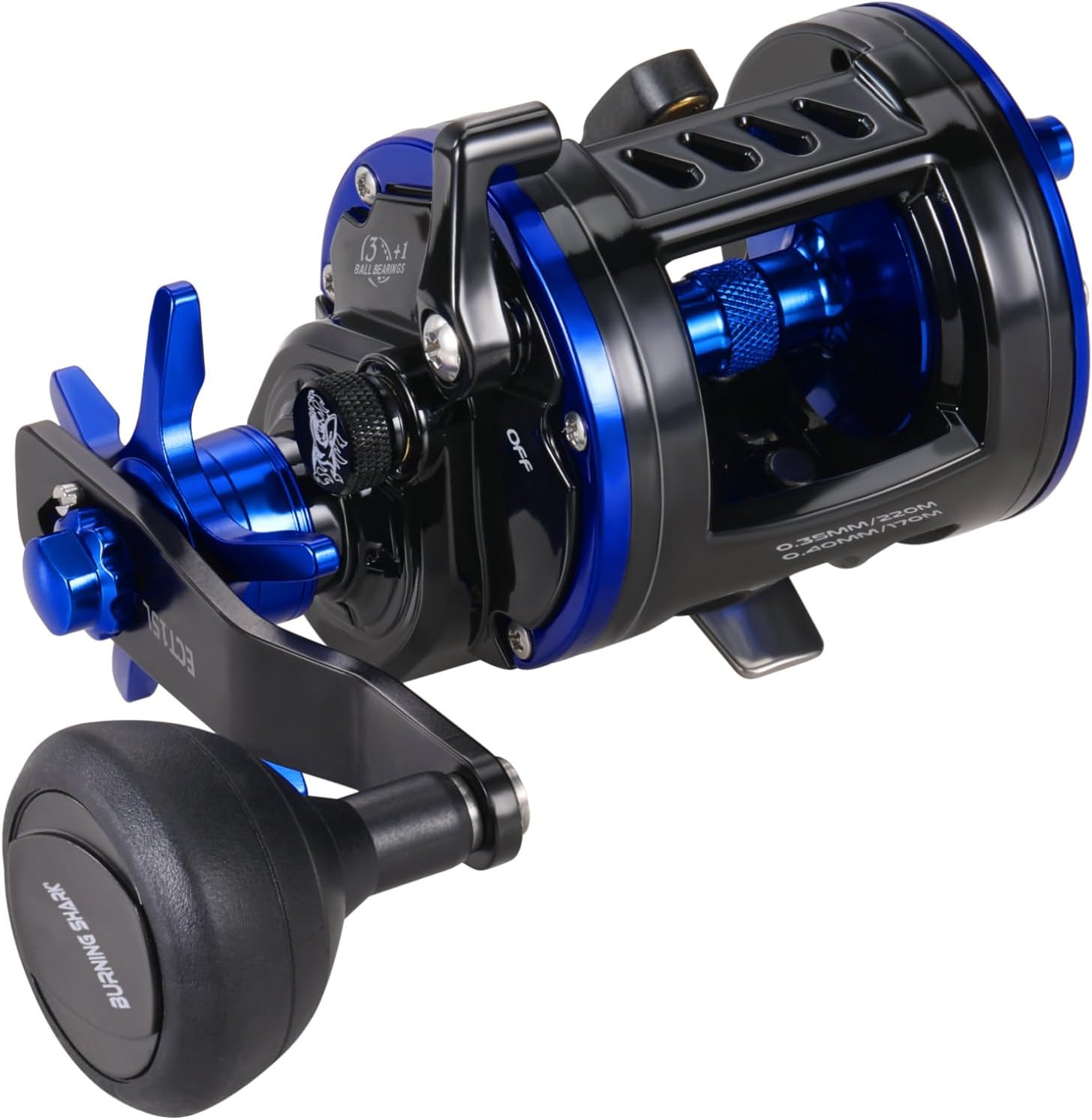 BRAND, BURNING SHARK, CATEGORY, REELS, Fishing Reel Round Baitcasting Reel, Saltwater Inshore Surf Trolling Reel, Conventional Reel for Catfish, Musky, Bass, Pike -ECT15L