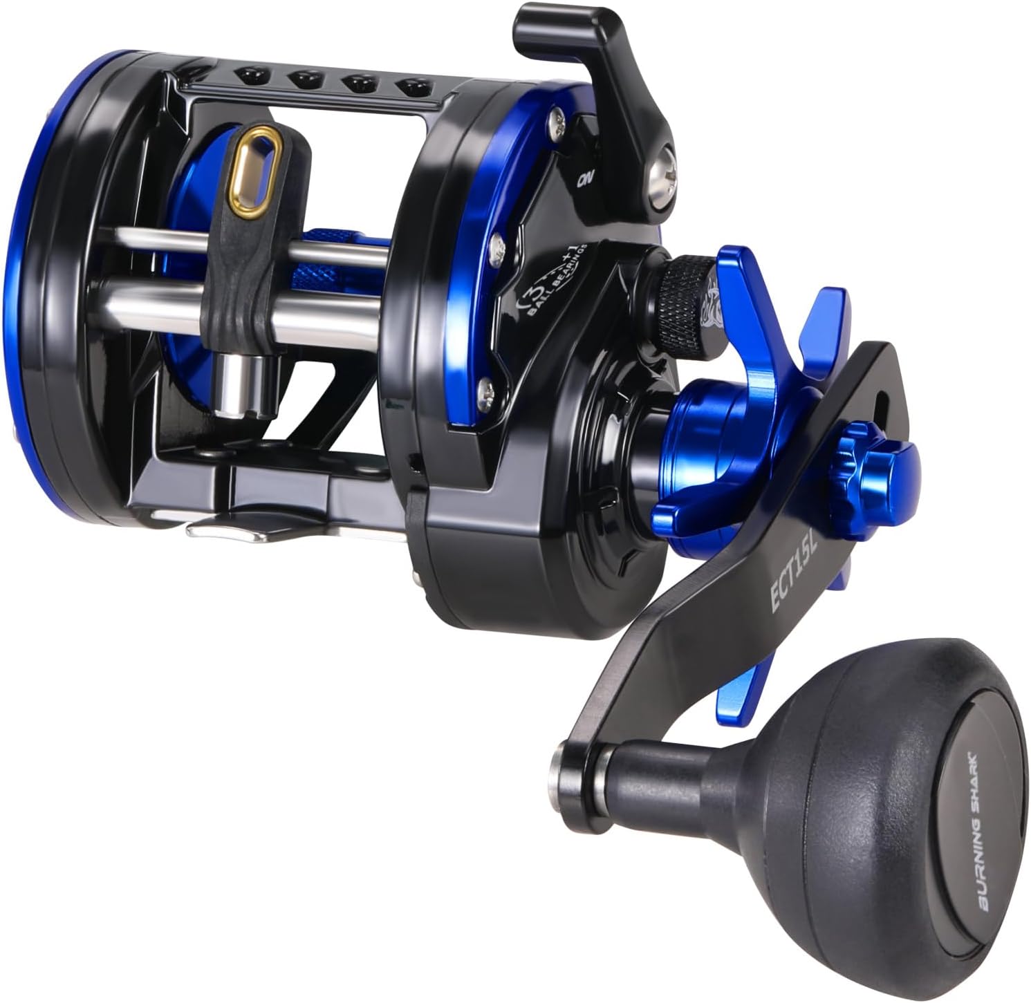 BRAND, BURNING SHARK, CATEGORY, REELS, Fishing Reel Round Baitcasting Reel, Saltwater Inshore Surf Trolling Reel, Conventional Reel for Catfish, Musky, Bass, Pike -ECT15L