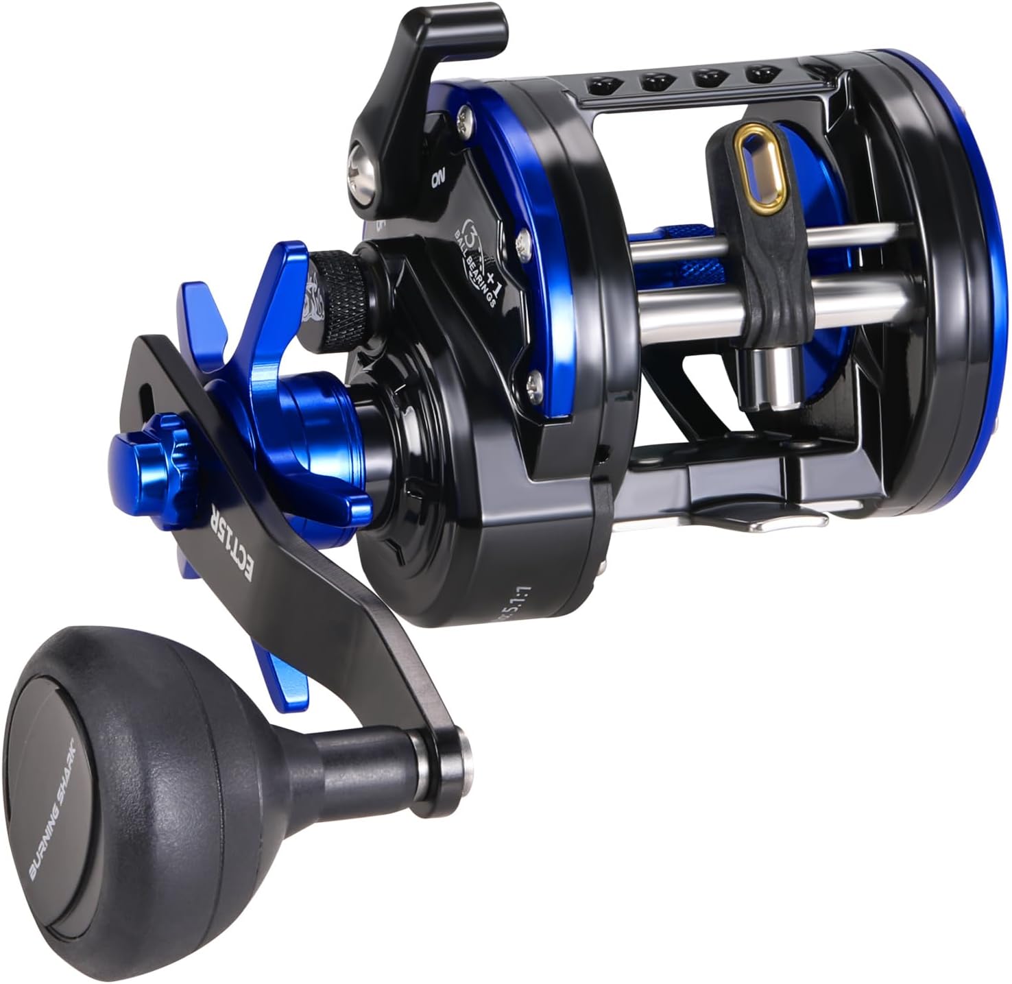 BRAND, BURNING SHARK, CATEGORY, REELS, Fishing Reel Round Baitcasting Reel, Saltwater Inshore Surf Trolling Reel, Conventional Reel for Catfish, Musky, Bass, Pike -ECT15R