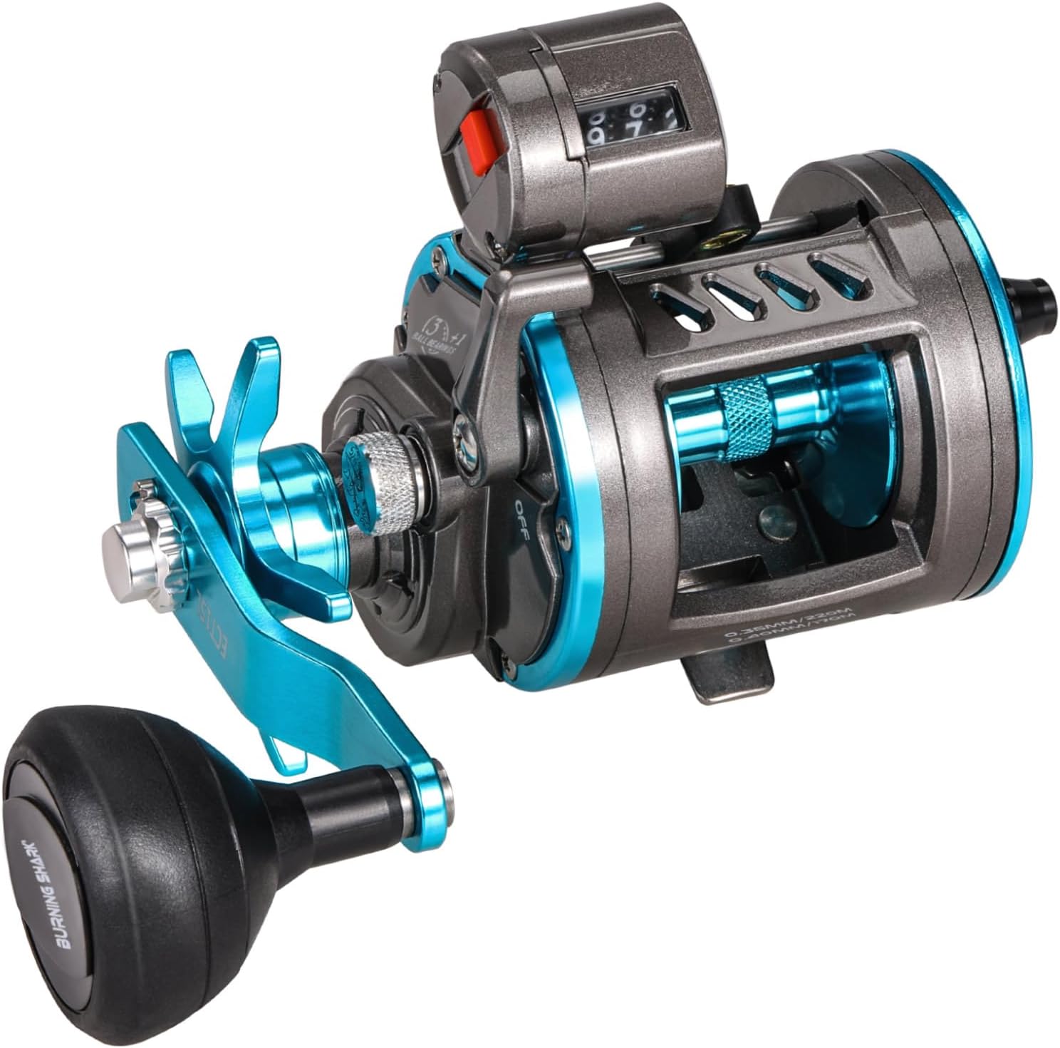 BRAND, BURNING SHARK, CATEGORY, REELS, Fishing Reel Round Baitcasting Reel, Smooth Powerful Line Counter Reel, Saltwater Inshore Surf Trolling Reel, Conventional Reel for Catfish, Musky, Bass, Pike- ECTC15L