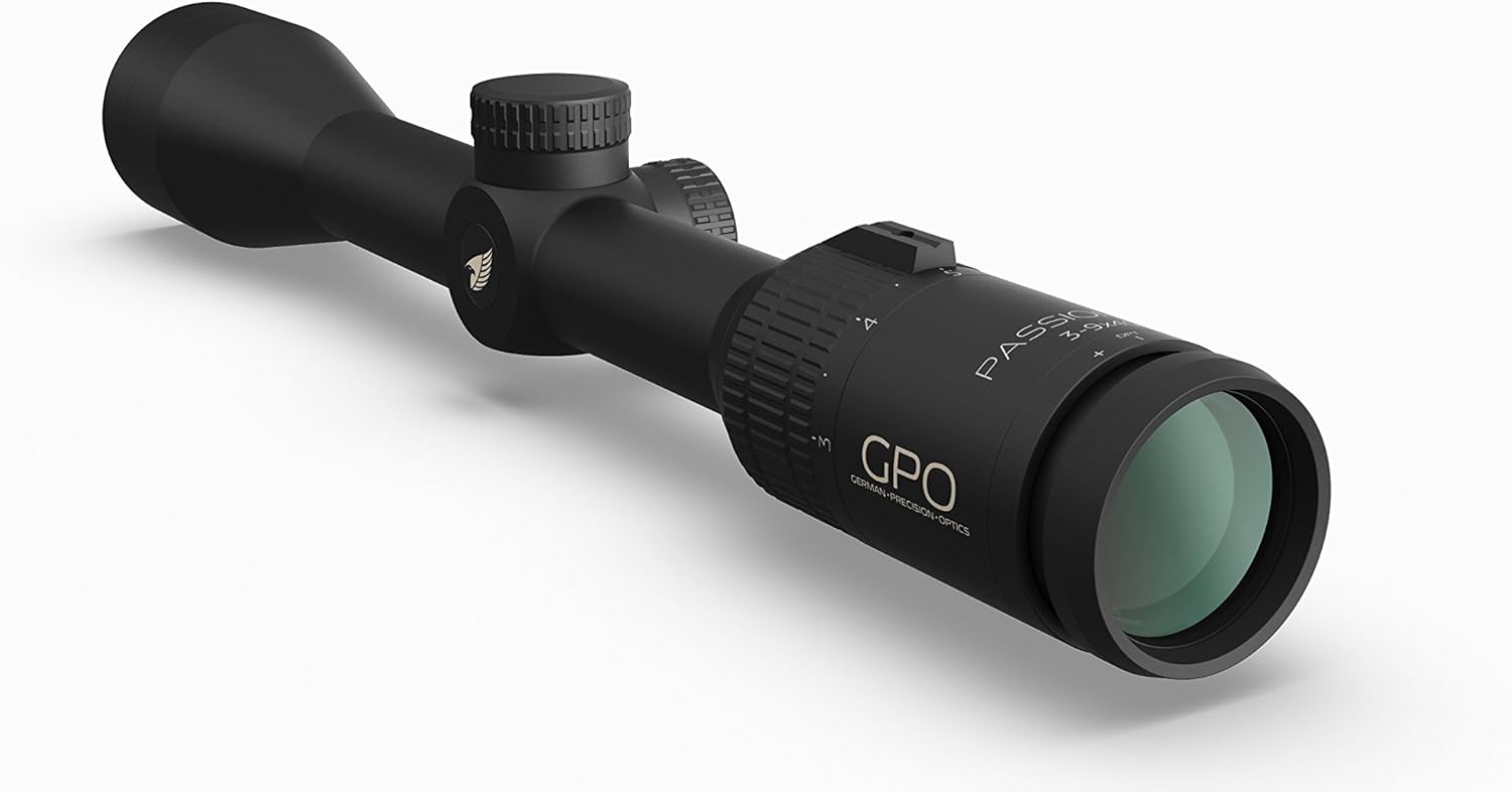 BRAND, CATEGORY, GERMAN PRECISION OPTICS, RIFLE SCOPES, GPO Passion 3X Riflescope 3-9x42, 1" Tube, 1/4MOA, Plex Reticle - R310