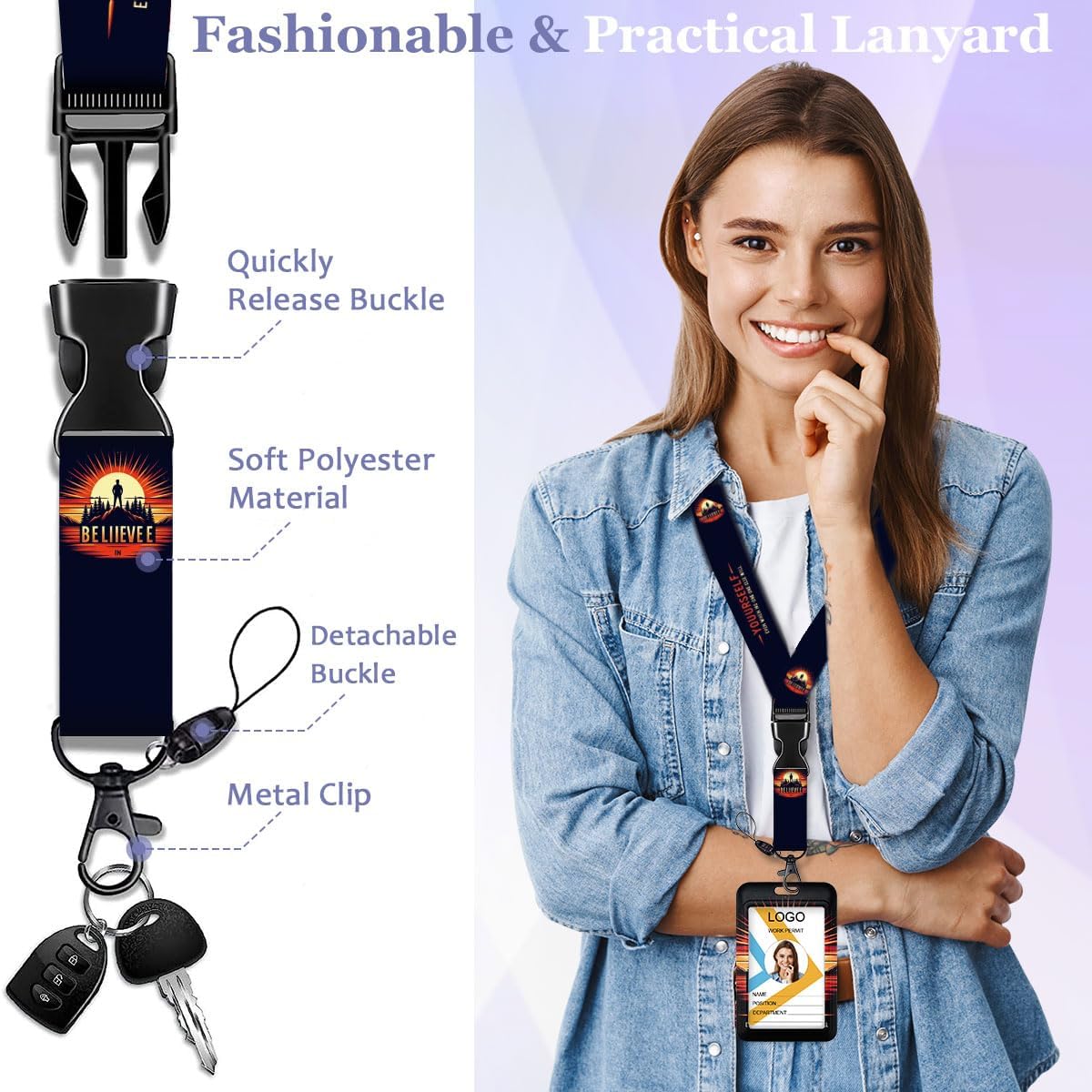 BADGE HOLDERS, BRAND, CATEGORY, HASFINE, HASFINE UFO and Cow Badge Holder with Breakaway Lanyard & Retractable Badge Reel with Heavy Duty Carabiner，360°Rotation Clip & Key Ring,Funny ID Card Holder for Office Work,Teacher,Student