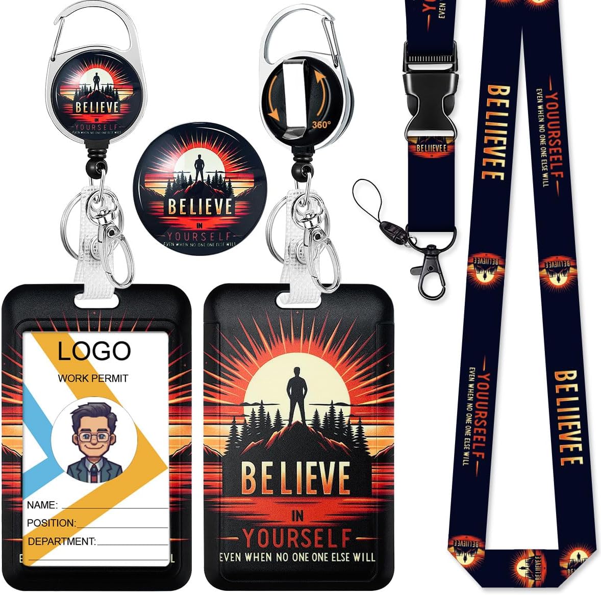 BADGE HOLDERS, BRAND, CATEGORY, HASFINE, HASFINE UFO and Cow Badge Holder with Breakaway Lanyard & Retractable Badge Reel with Heavy Duty Carabiner，360°Rotation Clip & Key Ring,Funny ID Card Holder for Office Work,Teacher,Student