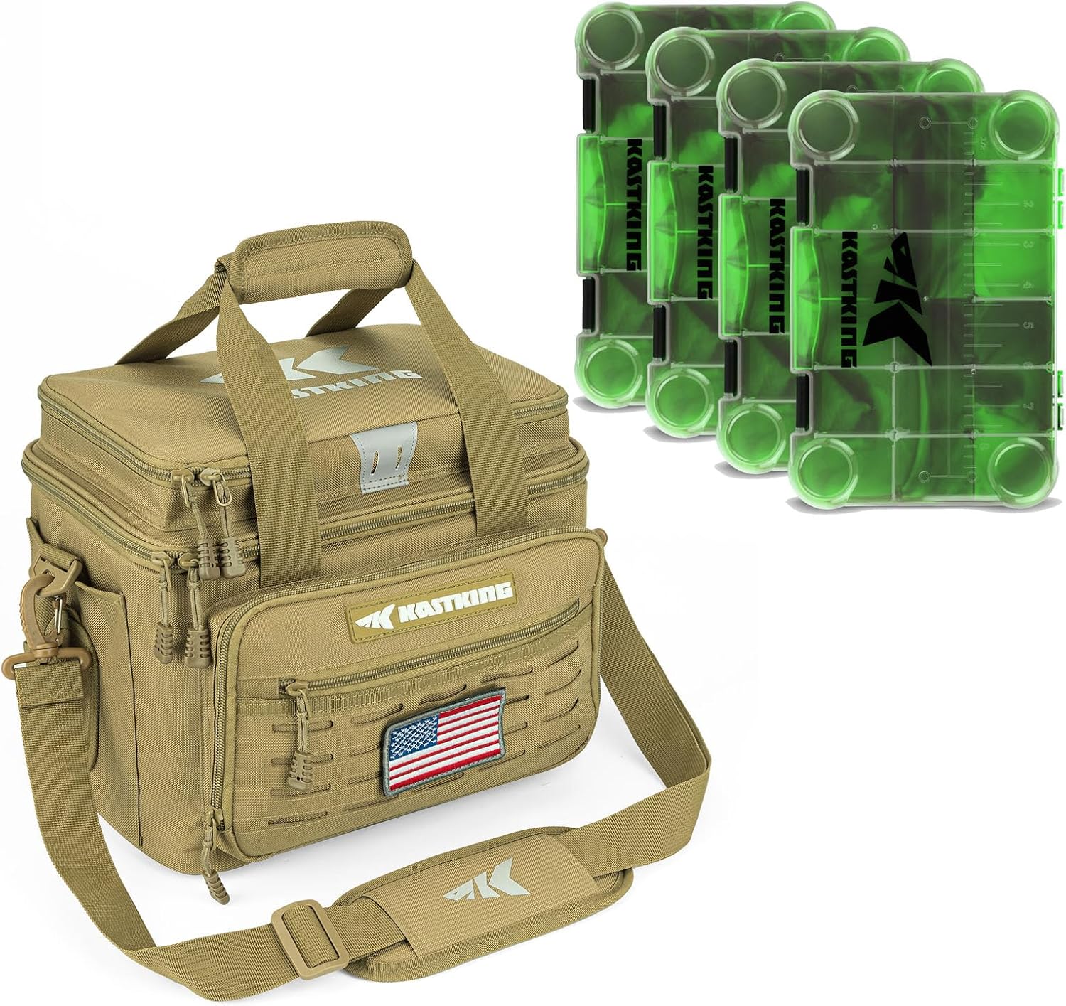 BRAND, CATEGORY, KASTKING, TACKLE STORAGE BAGS & WRAPS, KastKing Karryall Fishing Tackle Bag With KastKing Bait Vault Camouflage Tackle Box