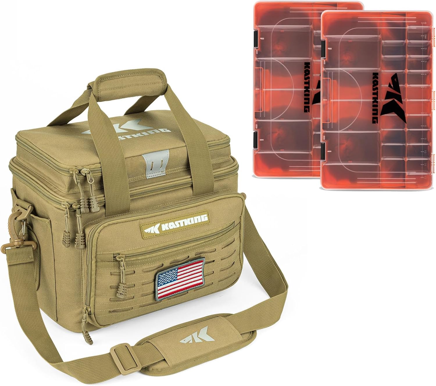 BRAND, CATEGORY, KASTKING, TACKLE BOXES, KastKing Bait Vault Camouflage Tackle Box with KastKing Karryall Fishing Tackle Bags