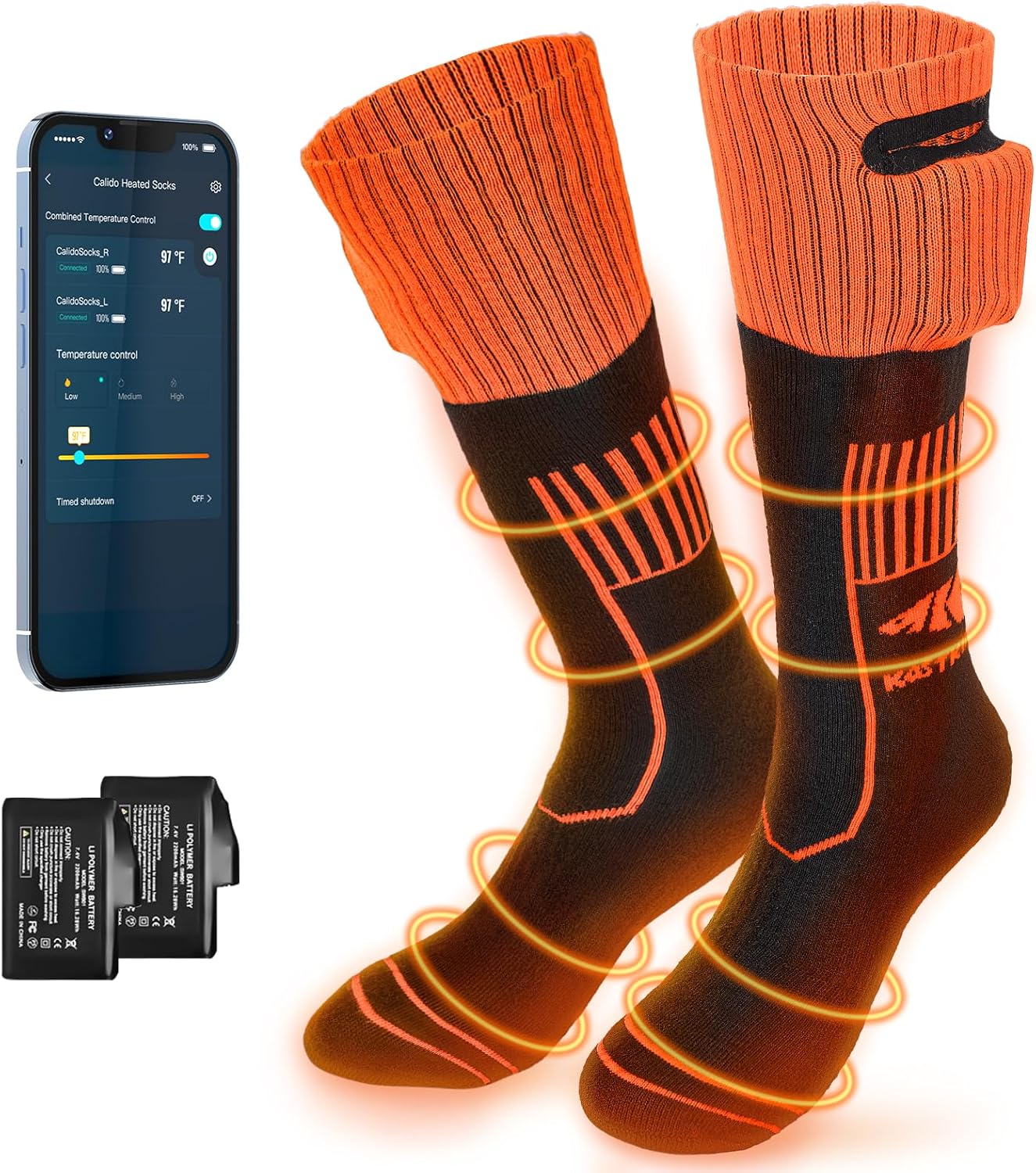 BRAND, CATEGORY, FOOT WARMERS, KASTKING, KastKing Calido Heated Socks, Safe Temperature, Rechargeable Foot Warmer for Men & Women, Electric Socks with APP Control for Ice Fishing Hunting Skiing