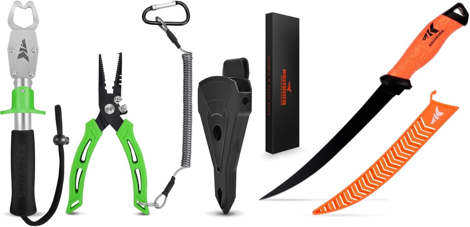 BRAND, CATEGORY, KASTKING, TOOL SETS, KastKing Fishing Pliers with Fish Lip Gripper and Bait Knife and Fillet Knife