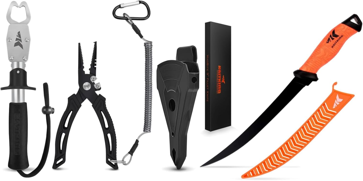 BRAND, CATEGORY, KASTKING, TOOL SETS, KastKing Fishing Pliers with Fish Lip Gripper and Bait Knife and Fillet Knife