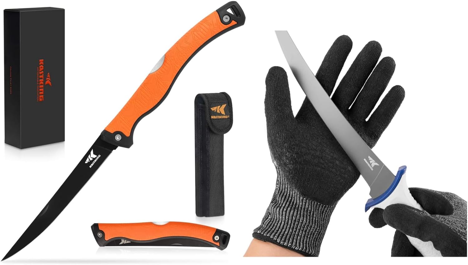 BRAND, CATEGORY, FILET & BAIT KNIVES, KASTKING, KastKing Folding Fillet/Fishing/Camping/Hunting Knife and Kut Safe Fillet Gloves