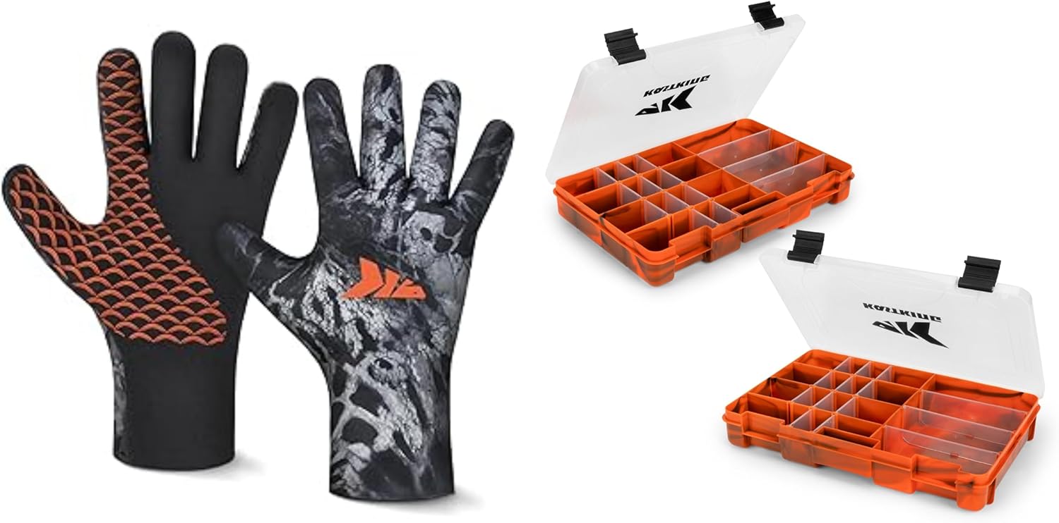 BRAND, CATEGORY, FISHING GLOVES, KASTKING, KastKing IceRiver Fishing Gloves Bait Vault Camouflage Tackle Box