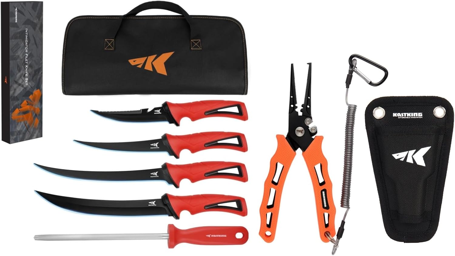 BRAND, CATEGORY, FILET & BAIT KNIVES, KASTKING, KastKing Intimidator Knife Set and Cutthroat 7" Fishing Pliers