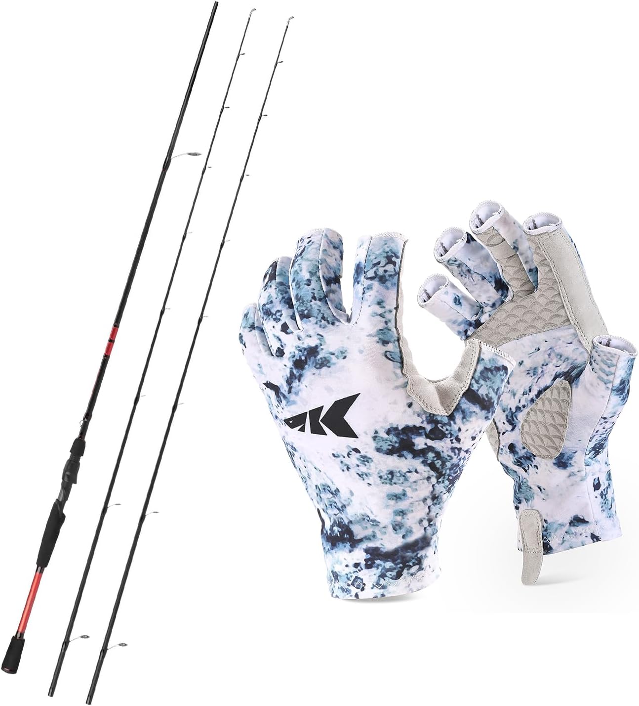 BRAND, CATEGORY, FISHING GLOVES, KASTKING, KastKing La Sal Fishing Gloves UPF50+ Sun Fingerless Gloves & Royale Advantage Spinning Rod