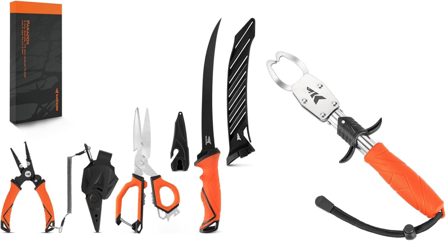 BRAND, CATEGORY, KASTKING, TOOL SETS, KastKing Paradox Fishing Tools Set, Stainless Steel 9" Bait Shears, 7.5" Angled Nose Pliers & 9" Fillet Knife, Paradox 9" Lip Grip