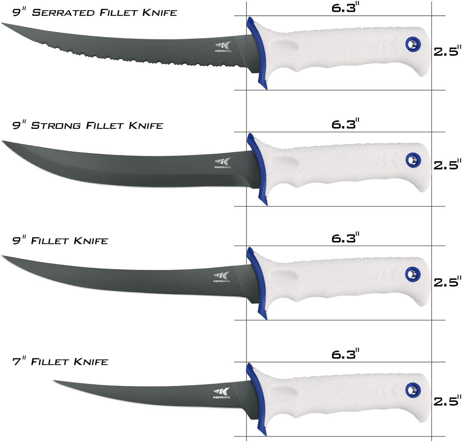 BRAND, CATEGORY, FILET & BAIT KNIVES, KASTKING, KastKing Spartacus Fillet Knife, Razor Sharp 8Cr14 Stainless-Steel Blade, Boning and Food Prep Knives, Durable/Comfortable Handles, Protective Sheath, Perfect for Fresh or Saltwater