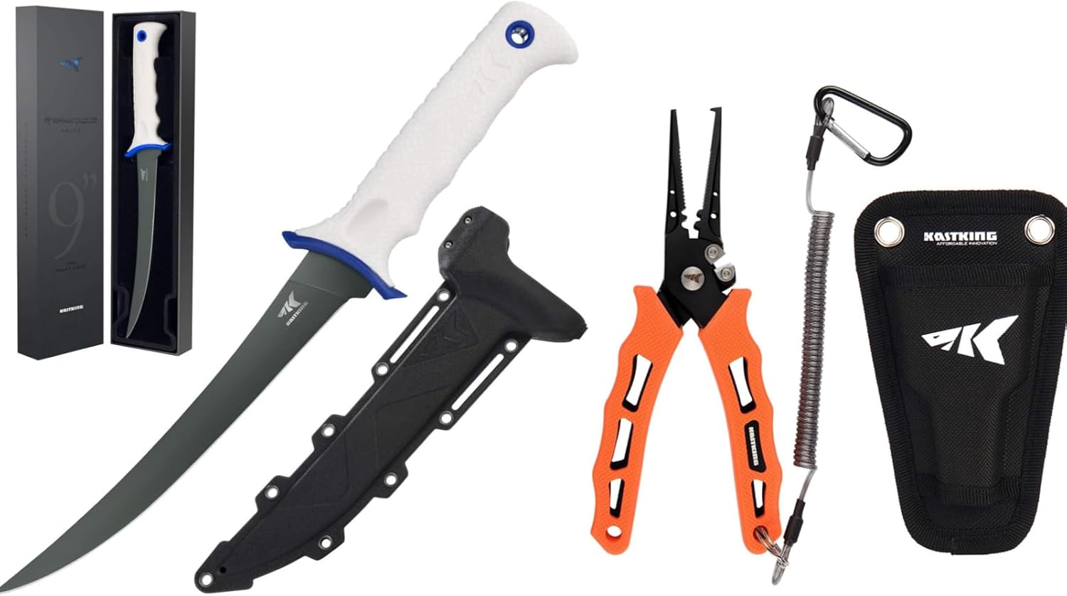 BRAND, CATEGORY, FILET & BAIT KNIVES, KASTKING, KastKing Spartacus Fillet Knife and Cutthroat 7 inch Fishing Pliers