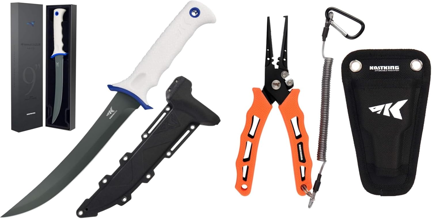 BRAND, CATEGORY, FILET & BAIT KNIVES, KASTKING, KastKing Spartacus Fillet Knife and Cutthroat 7 inch Fishing Pliers