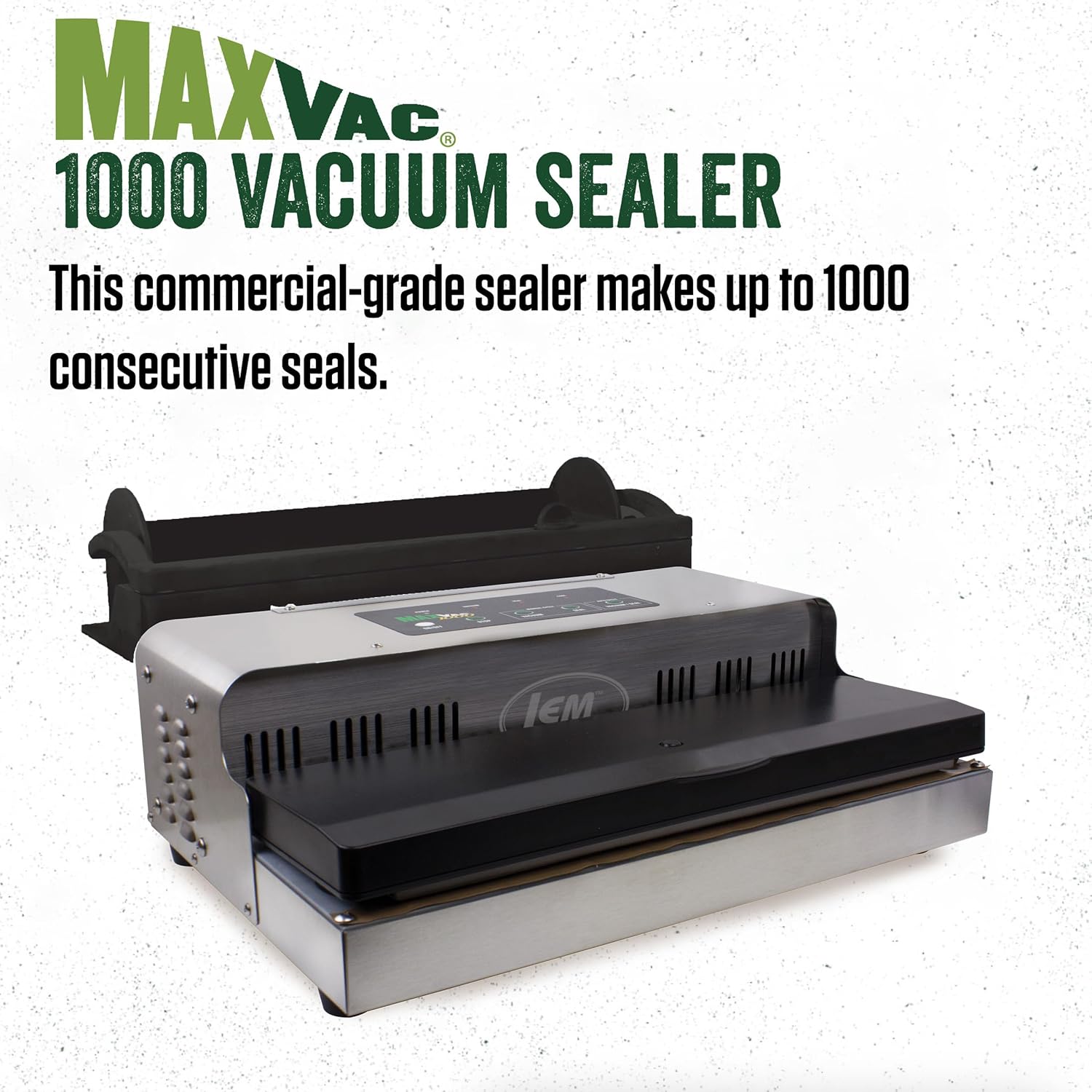 BRAND, CATEGORY, LEM, VACUUM SEALERS, LEM Products MaxVac 1000 Stainless Steel Vacuum Sealer with Removable Bag Holder and Cutter, Silver and Black