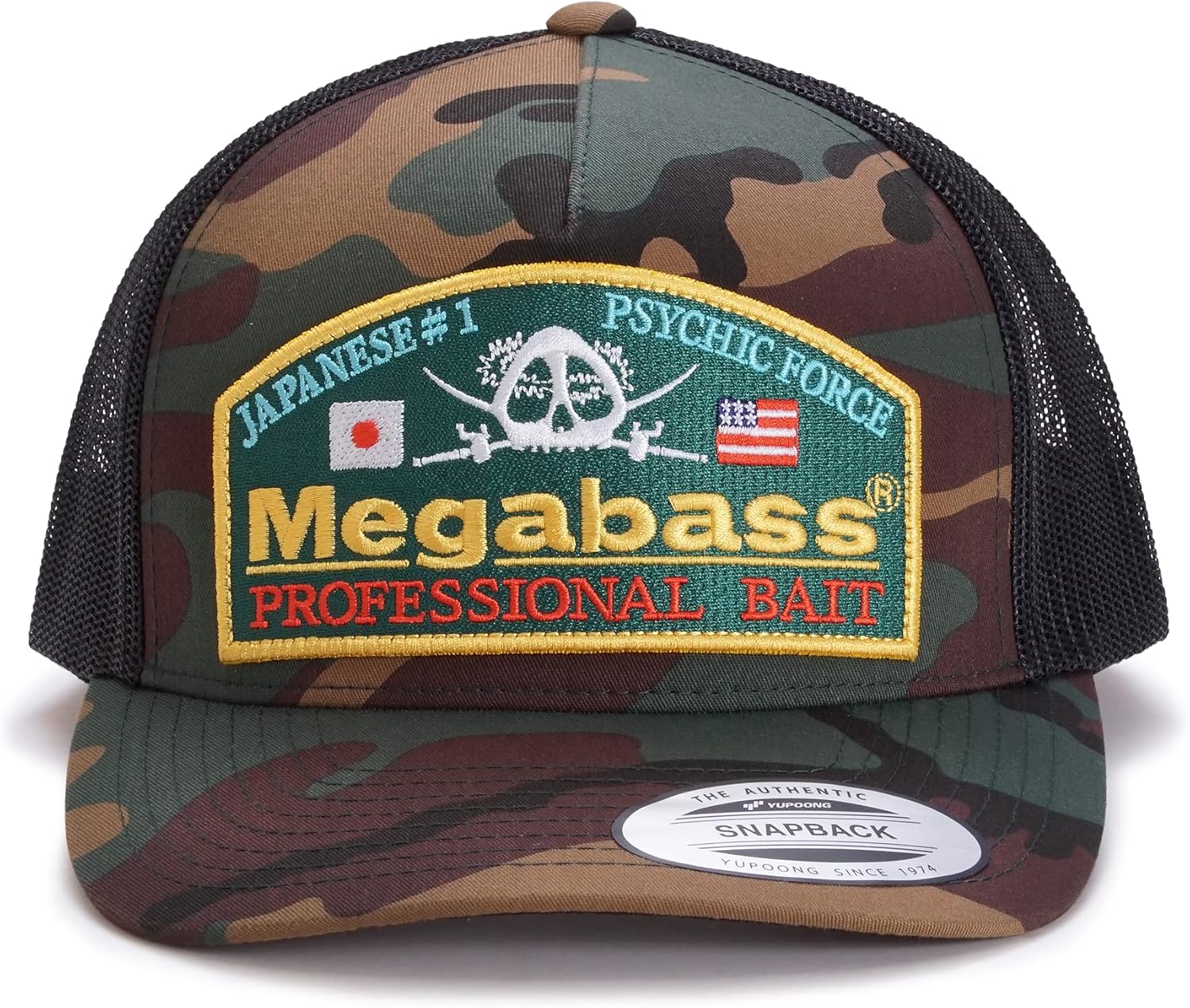 BASEBALL CAPS, BRAND, CATEGORY, MEGABASS, Megabass Psychic CAMO Woodland Classic Trucker HAT