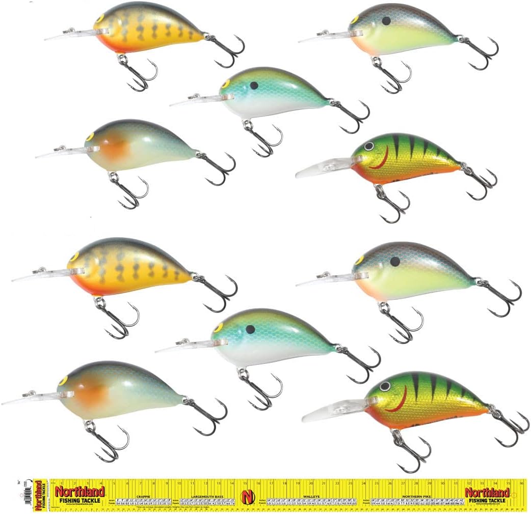 ATTRACTANTS, BRAND, CATEGORY, NORTHLAND TACKLE, Northland Fishing Tackle Rumble Bug Baitfish Crankbait Bundle, 10 Lures per Kit, Shad and Minnow Colors for Bass & Walleye