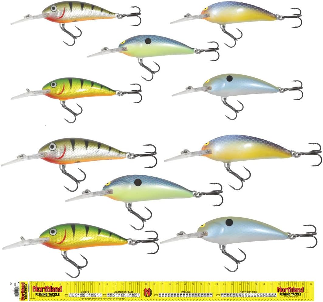 ATTRACTANTS, BRAND, CATEGORY, NORTHLAND TACKLE, Northland Fishing Tackle Rumble Shad Baitfish Crankbait Bundle, 10 Lures per Kit, Shad and Minnow Colors for Bass & Walleye