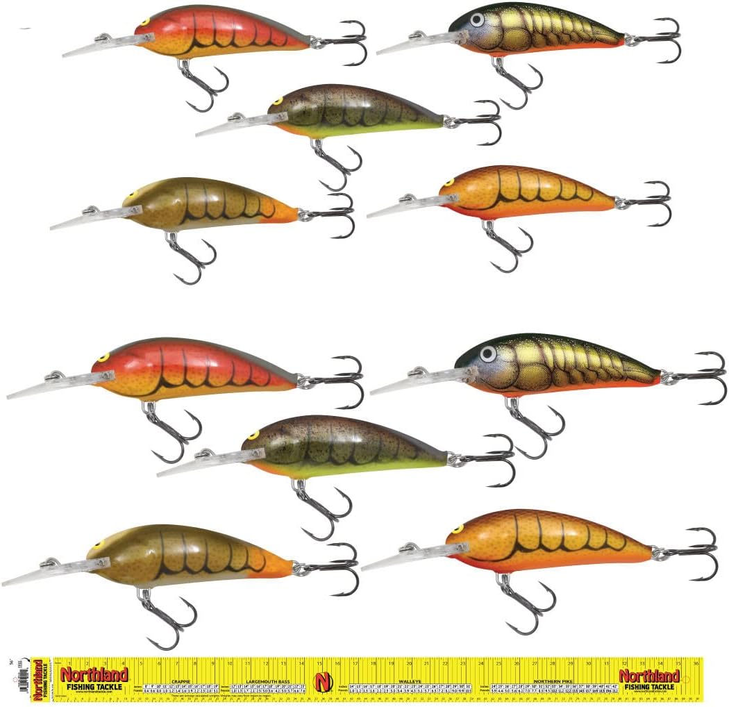 ATTRACTANTS, BRAND, CATEGORY, NORTHLAND TACKLE, Northland Fishing Tackle Rumble Shad Craw Crankbait Bundle, 10 Lures per Kit, Crawfish Colors for Bass & Walleye