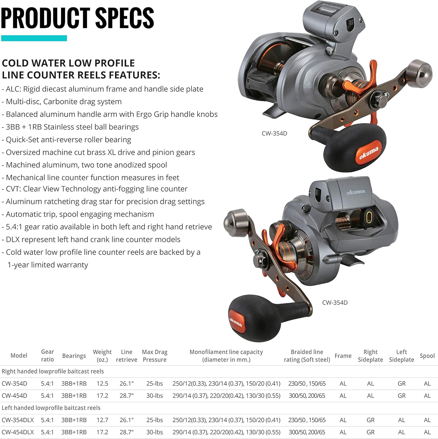 BRAND, CATEGORY, OKUMA, OKUMA, REELS, Okuma Coldwater LP Line Counter Reels