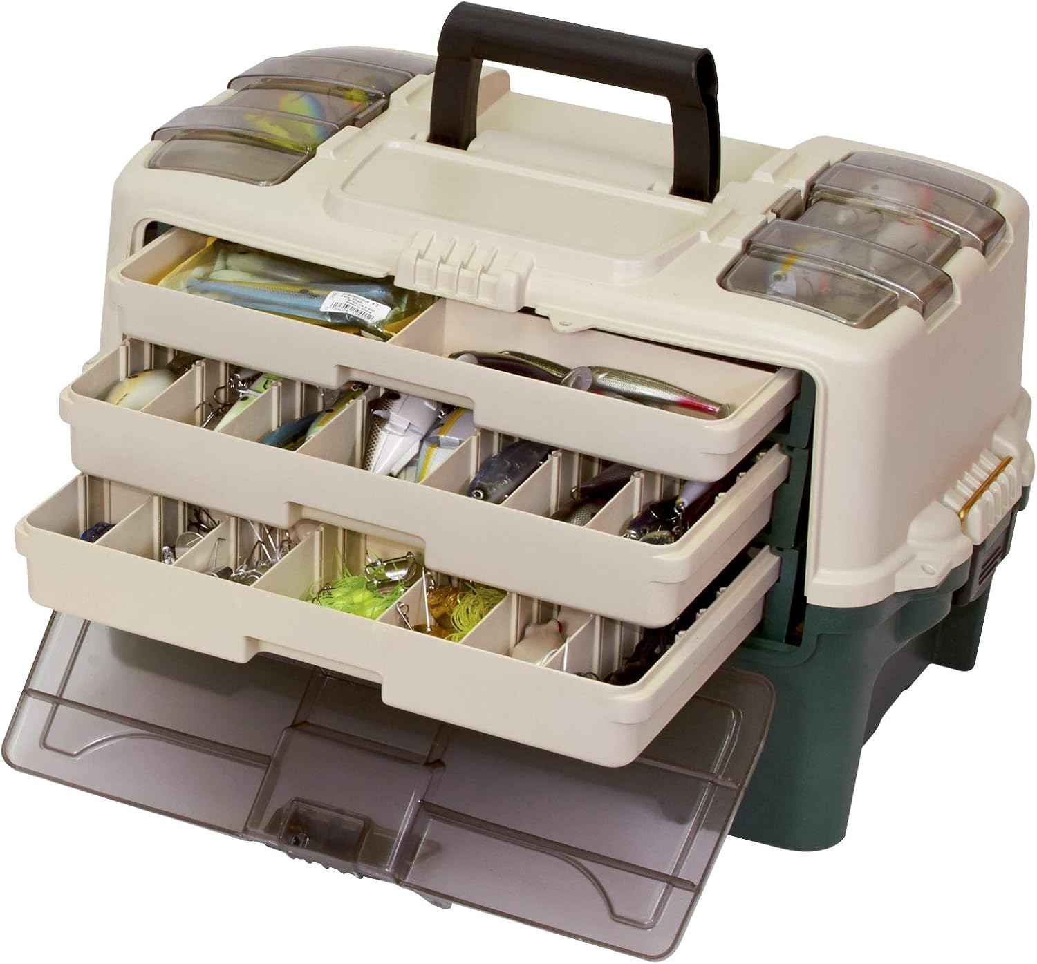 BRAND, CATEGORY, PLANO, TACKLE BOXES, Plano Hybrid Hip Tackle System, One Size, White and Green, Premium Tackle Storage with Removable Drawers, Fits StowAway Utility Boxes, Storage for Fishing