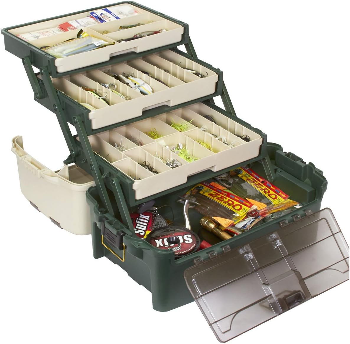 BRAND, CATEGORY, PLANO, TACKLE BOXES, Plano Hybrid Hip Tackle System, One Size, White and Green, Premium Tackle Storage with Removable Drawers, Fits StowAway Utility Boxes, Storage for Fishing